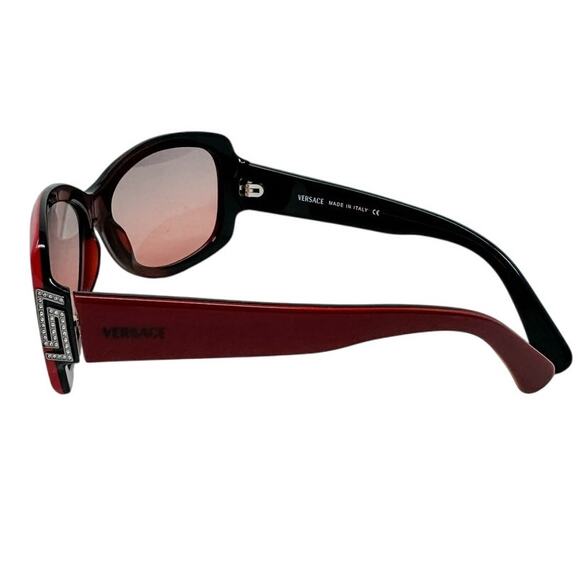 Versace Ombre Rectangle Rhinestone Logo Sunglasses w/ case red black y2k vintage - Picture 5 of 9